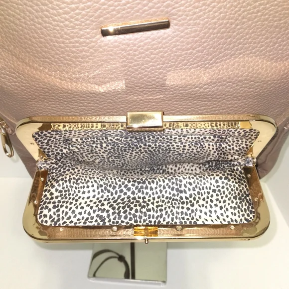 Premium Tan Pebble Faux Leather Gold Trimmed Medium Size Backpack.  EUC - Picture 9 of 9